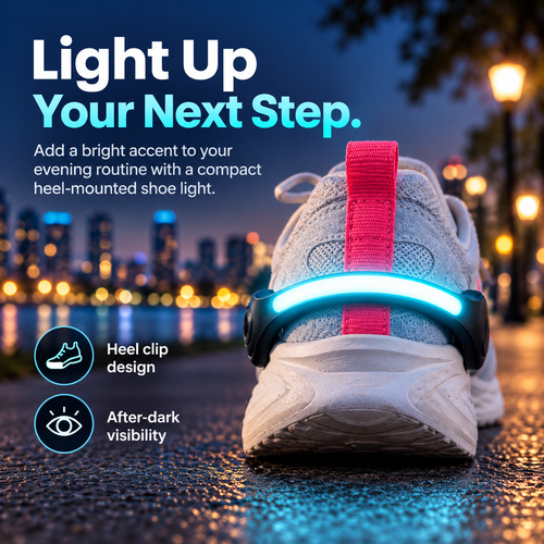 👟 LED Heel Shoe Light – Clip-On Night Running Safety Light ⚡
