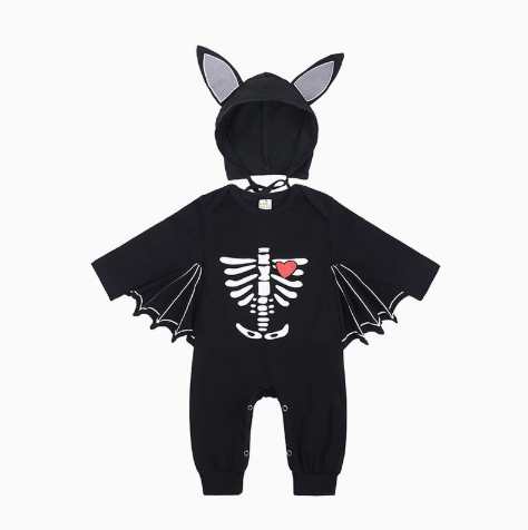 🦇 Little Boo™ My First Halloween Bat Romper – Adorable Hooded Baby Costume with Wings