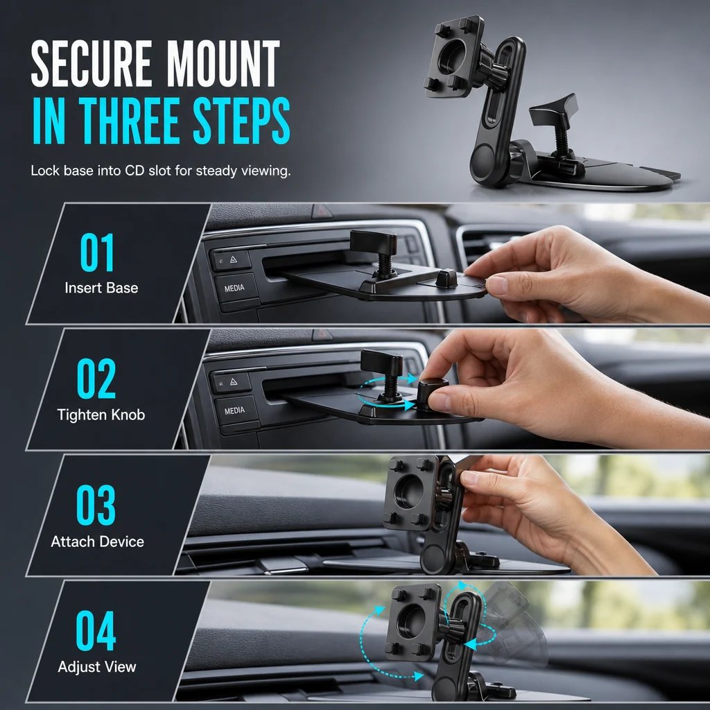 🔥HOT SALE🔥Car CD Slot and Air Vent Adjustable Gravity Phone Mount Holder Bracket Accessory