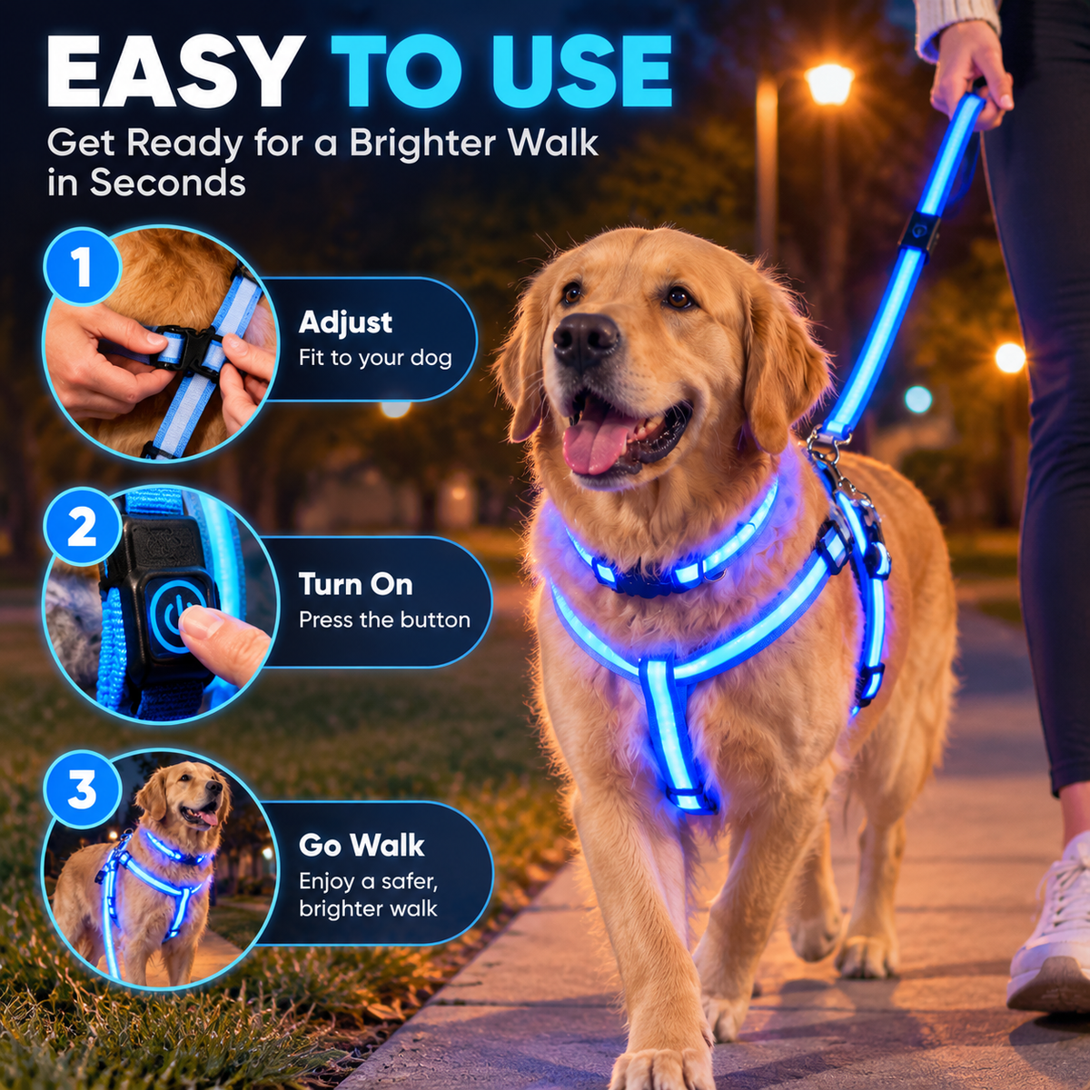 ✨ LED Dog Walking Set – Light Up Every Night Walk
