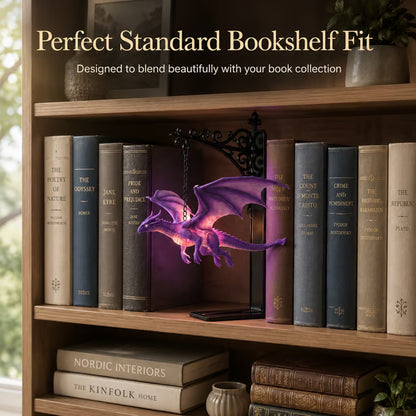 DragonGlow Hanging Purple Dragon Bookend Light
