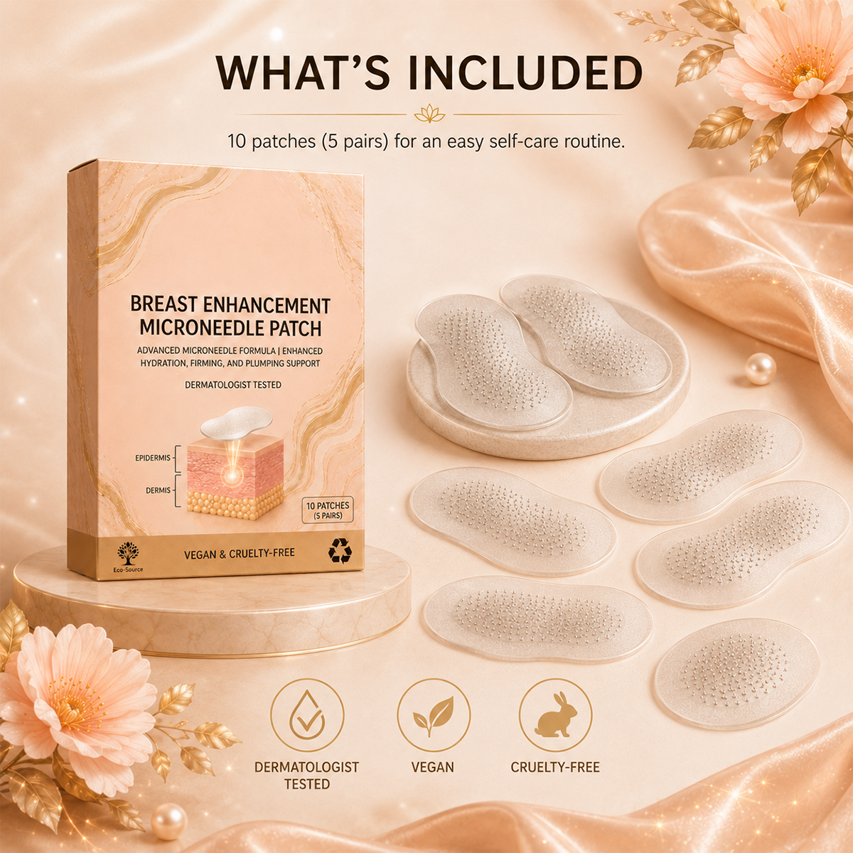 Box containing ten microneedle skincare patches in five pairs