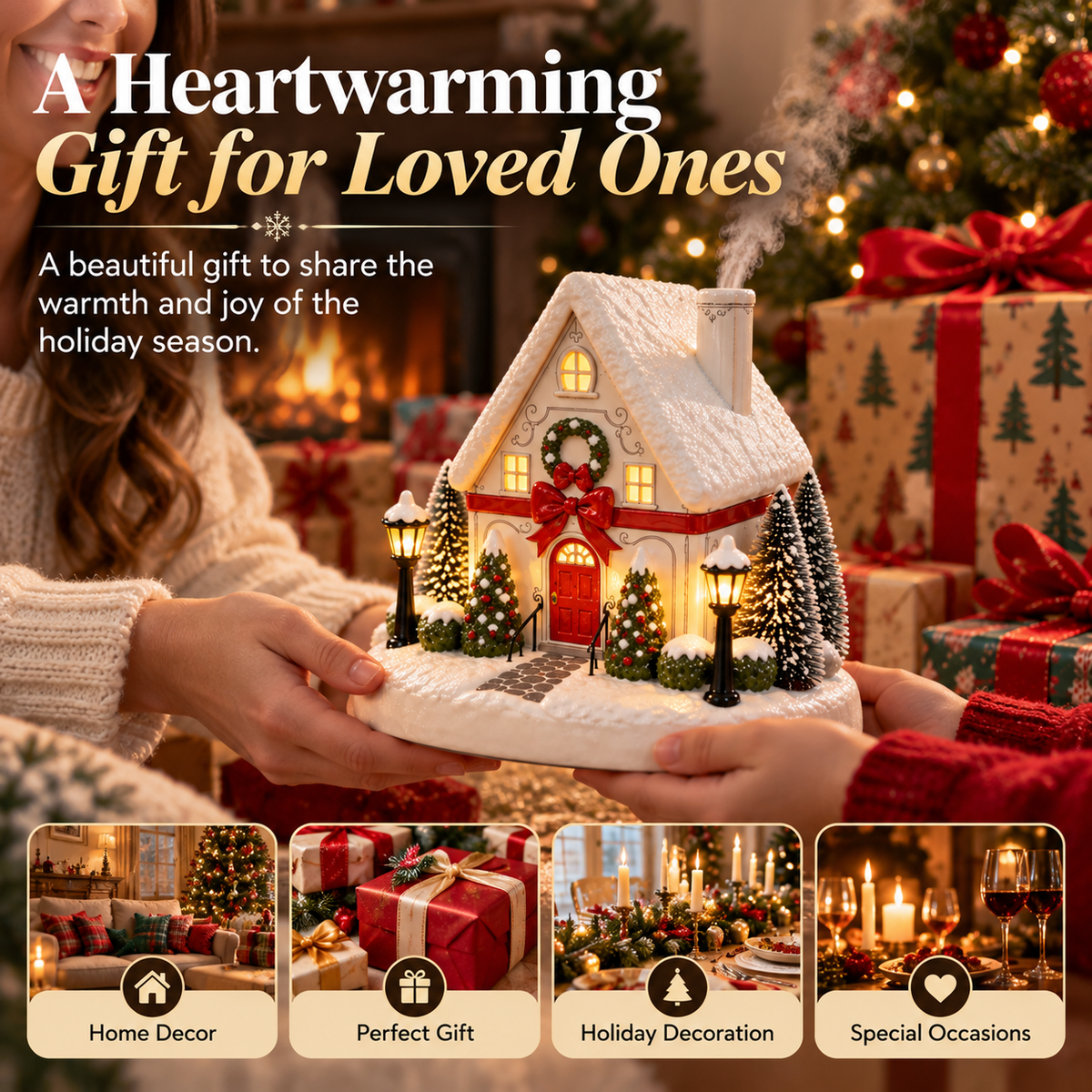 MerryCottage™ – Christmas Village LED Mist Humidifier