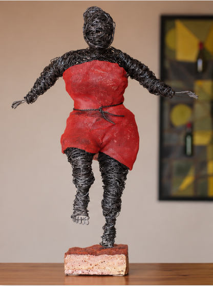 Handmade Wire Dancer Sculpture, Elegant Ballet Lady Figurine, Modern Metal Art Statue for Living Room Decor, Unique Gift for Home Office