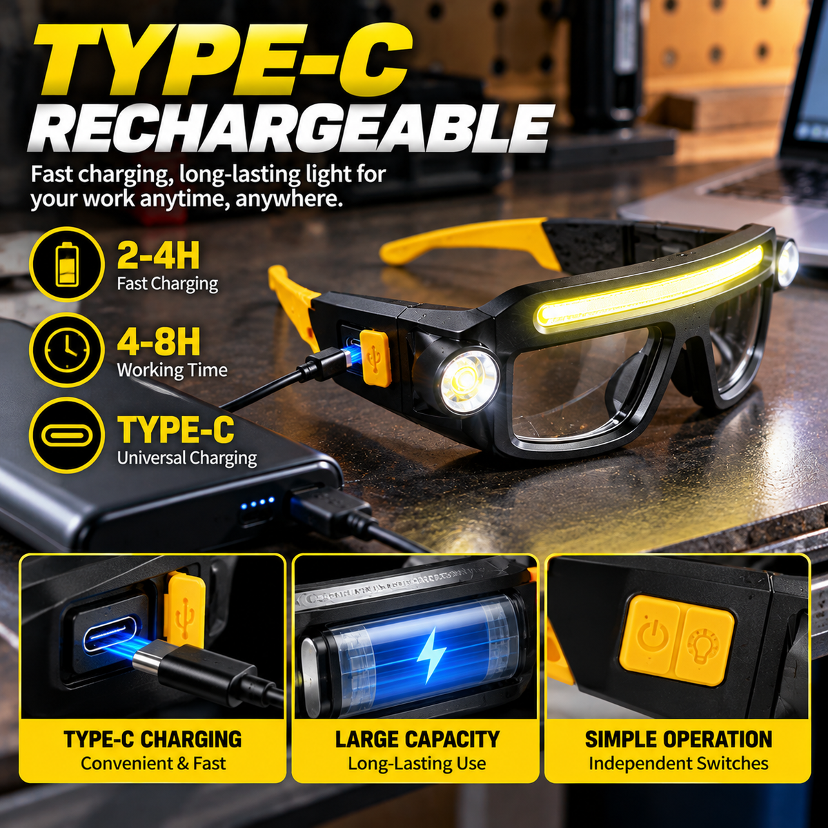 BeamSight™ – Rechargeable LED Work Glasses