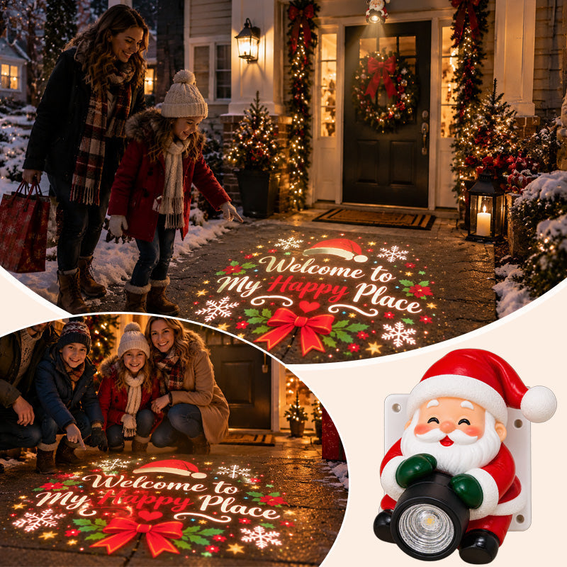 🔥HOT SALE🎅💡 Santa Christmas Welcome Projector – Festive Holiday Doorway Light with Remote Control ✨