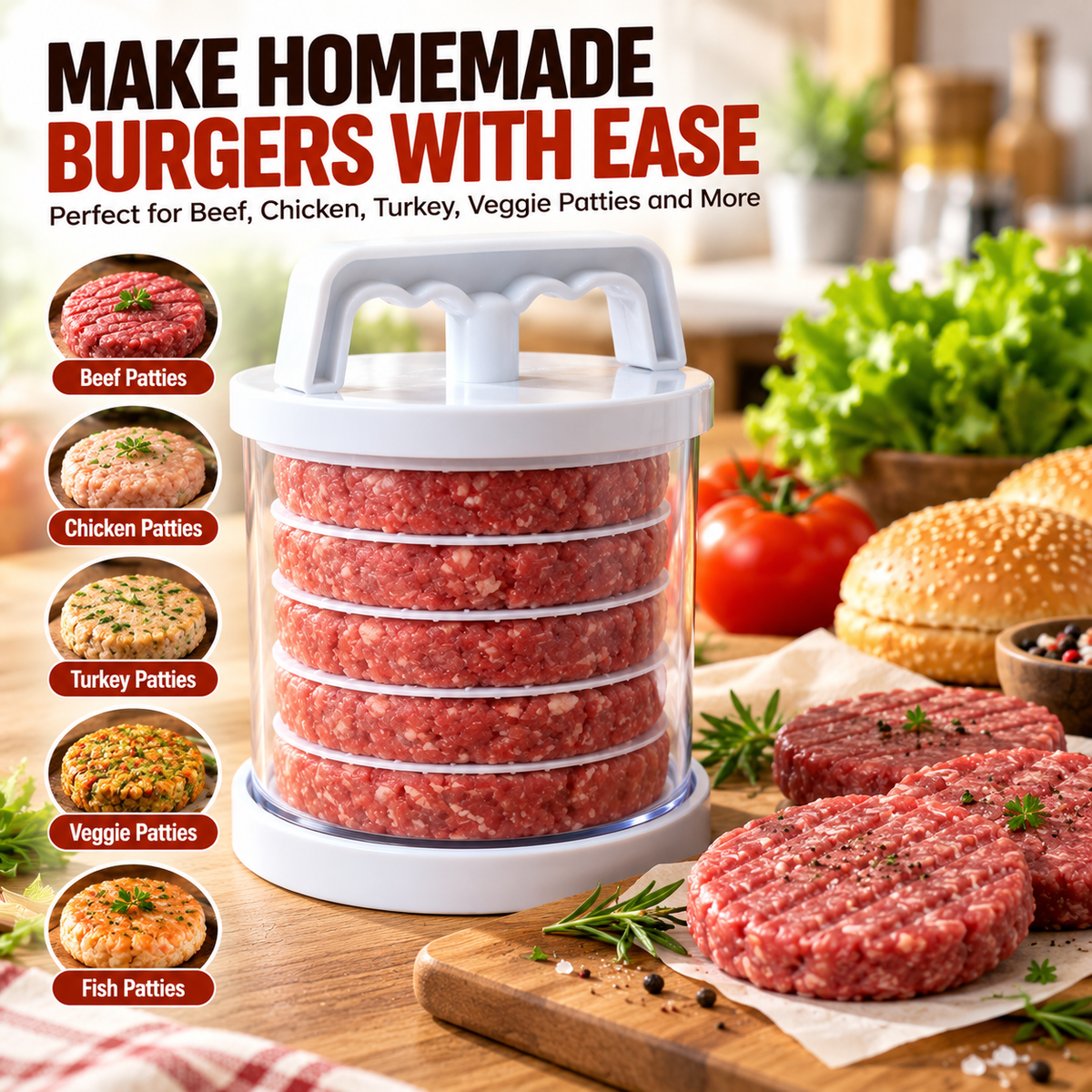 Stacking Burger Press — Shape, Separate & Prep Homemade Patties