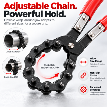 Heavy-Duty Adjustable Chain Pliers – Pipe, Oil Filter & Exhaust Grip Tool