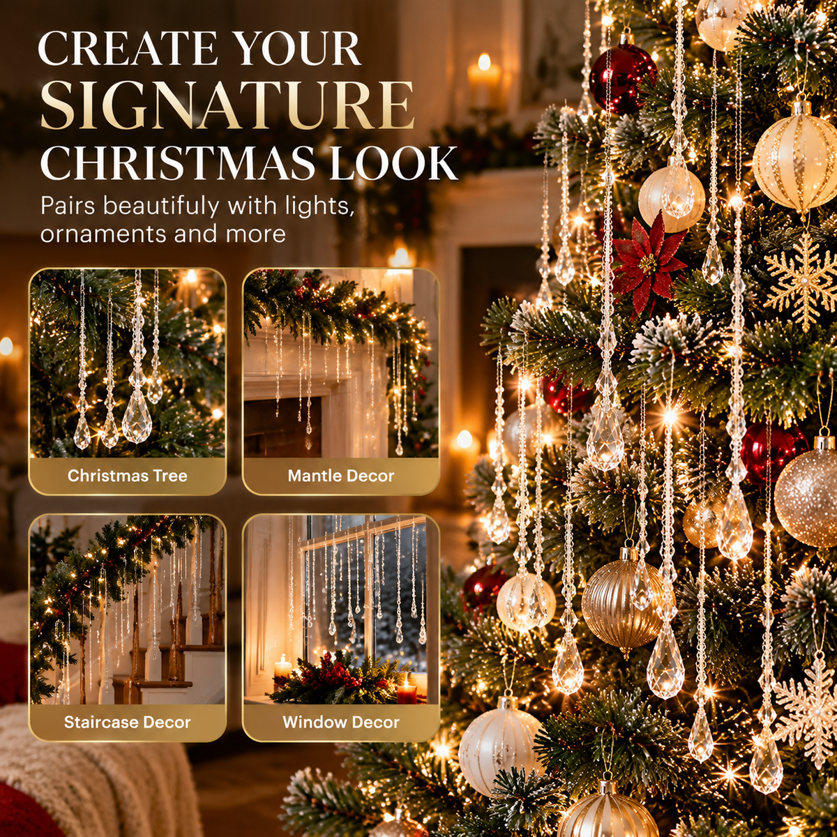 ✨ Crystal Beaded Christmas Garland – Elegant Holiday Sparkle