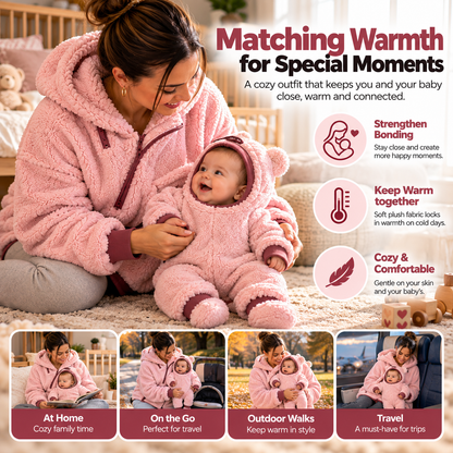 CuddleNest™ – Mom & Baby Cozy Sherpa Hoodie