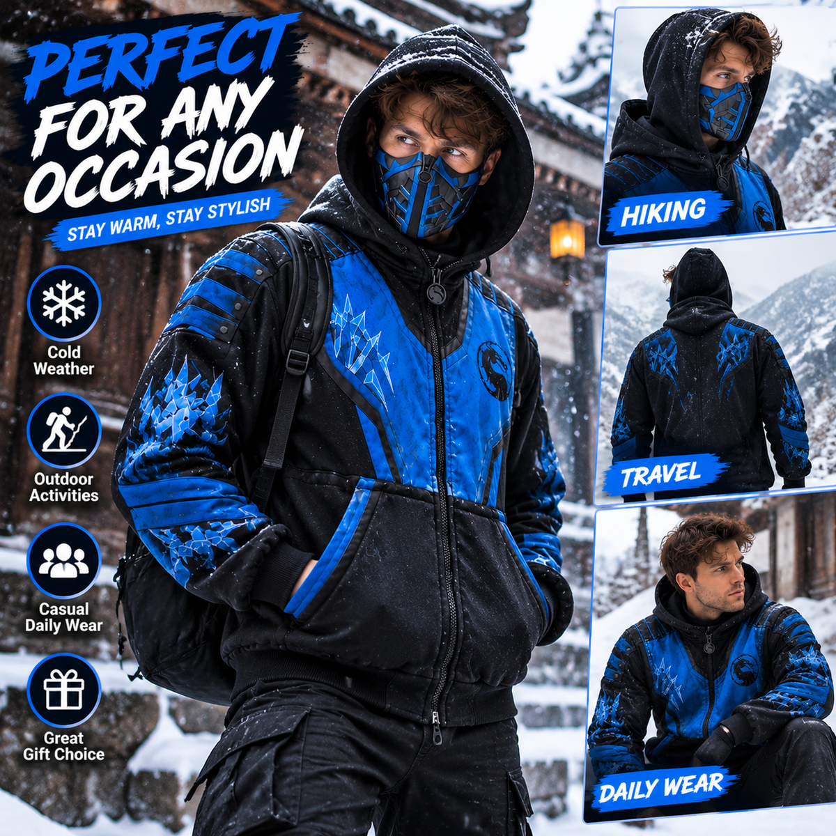 ⚡ Blue Shadow™ Ninja Mask Hoodie – Bold Style, Everyday Comfort