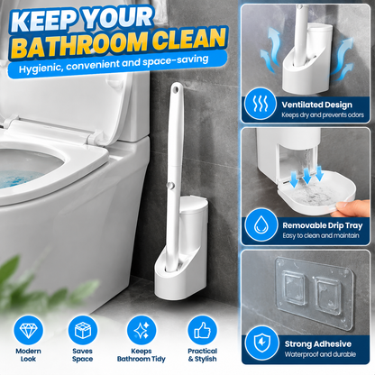 🚽 CleanNest™ Wall-Mounted Toilet Brush Set – 8 Refill Heads