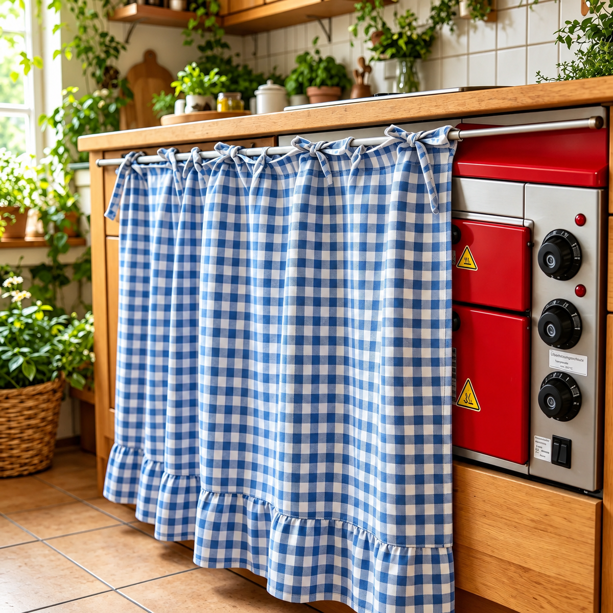 2026 Farmhouse-Style Stove Curtain, Gingham Grid Ruffle-Edge Tier Curtains, Rural Short Window Valance, Home Kitchen Dust Cover, Plaid Floral Window Treatments, Aesthetic House Decor, Unique Room Decor