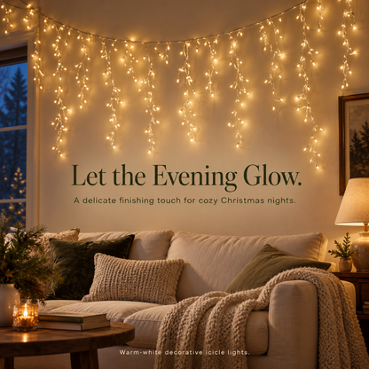 ✨ Warm White Icicle Fairy Lights – Branching Christmas Hanging Decor