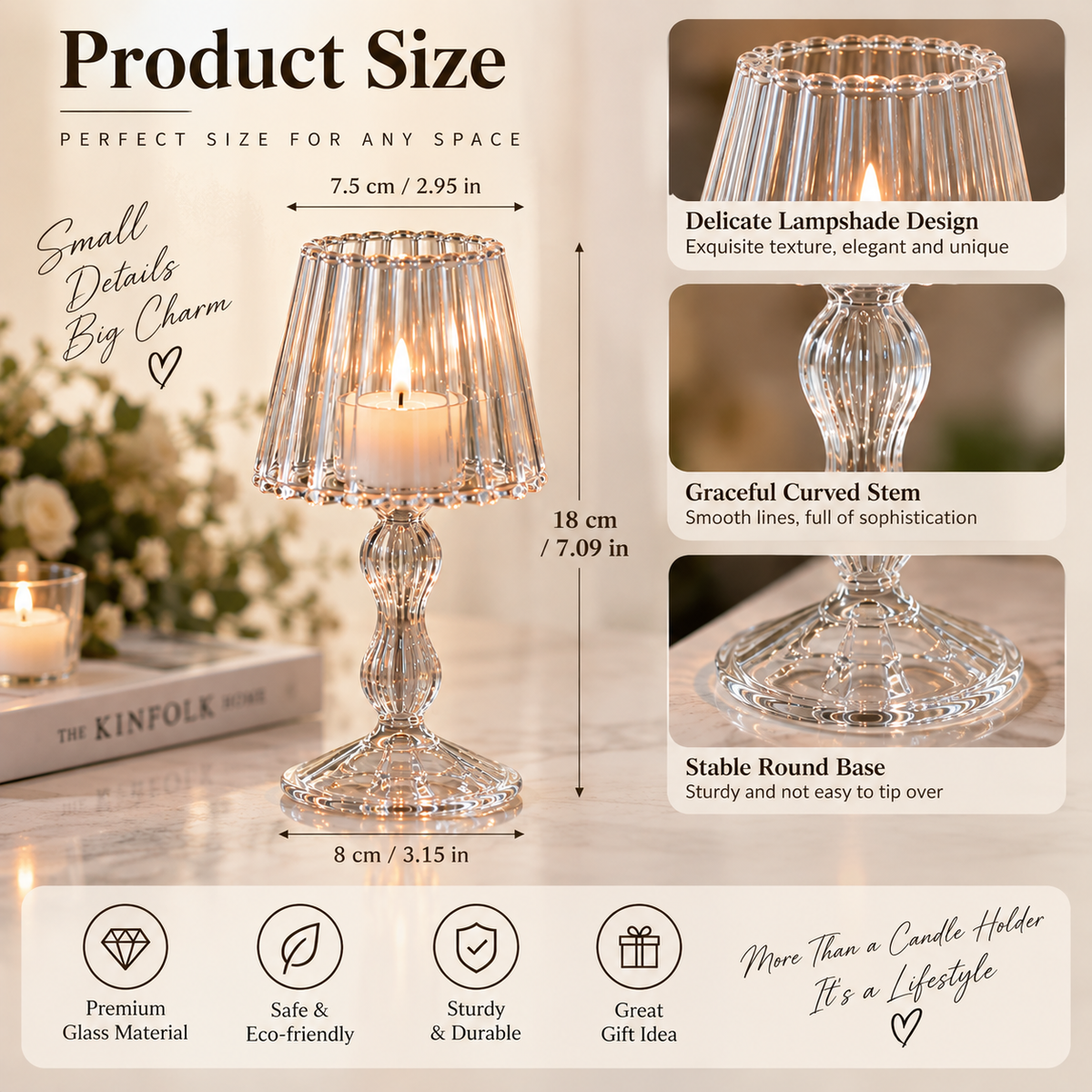 Lumière Glass Tealight Candle Holder – Elegant Tabletop Ambience