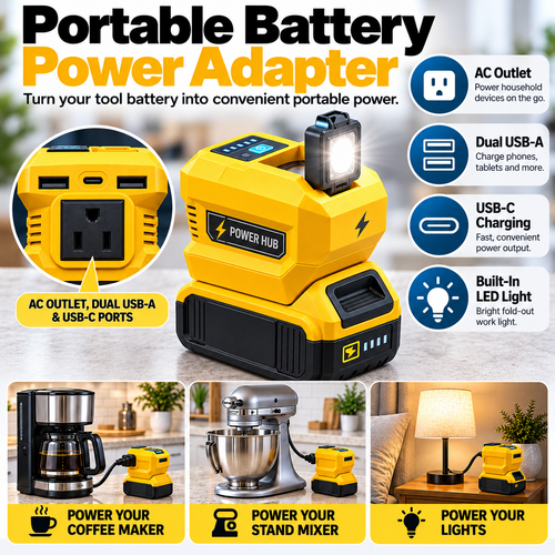 ⚡ PowerHub Pro™ 20V Portable Battery Power Adapter – AC & USB Charging Station