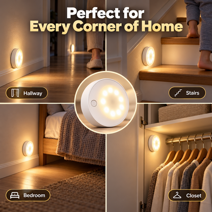 💡 GlowSense™ Rechargeable Motion Sensor Lights – Wireless Stick-On Lights for Stairs, Closets & Hallways