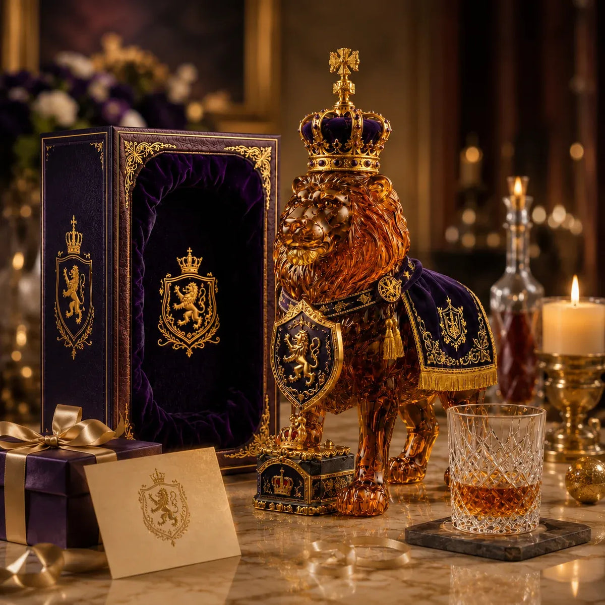 Crown 87th Anniversary Royal Lion Whiskey Bottle