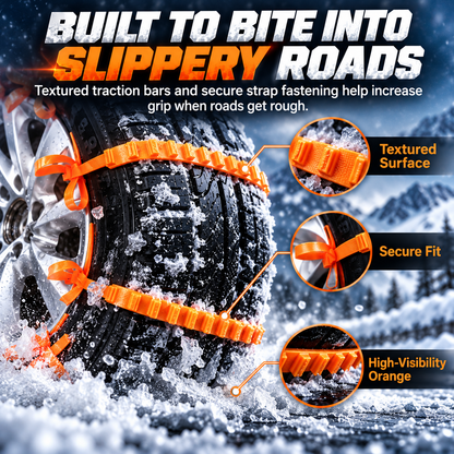 ❄️ IceGrip™ Emergency Snow Traction Straps – Quick-Install Tire Grip for Snow & Ice