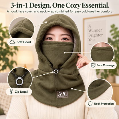CozyHood™ 3-in-1 Winter Fleece Hood Mask – Full Coverage Face & Neck Warmer for Cold Weather Outdoor Adventures