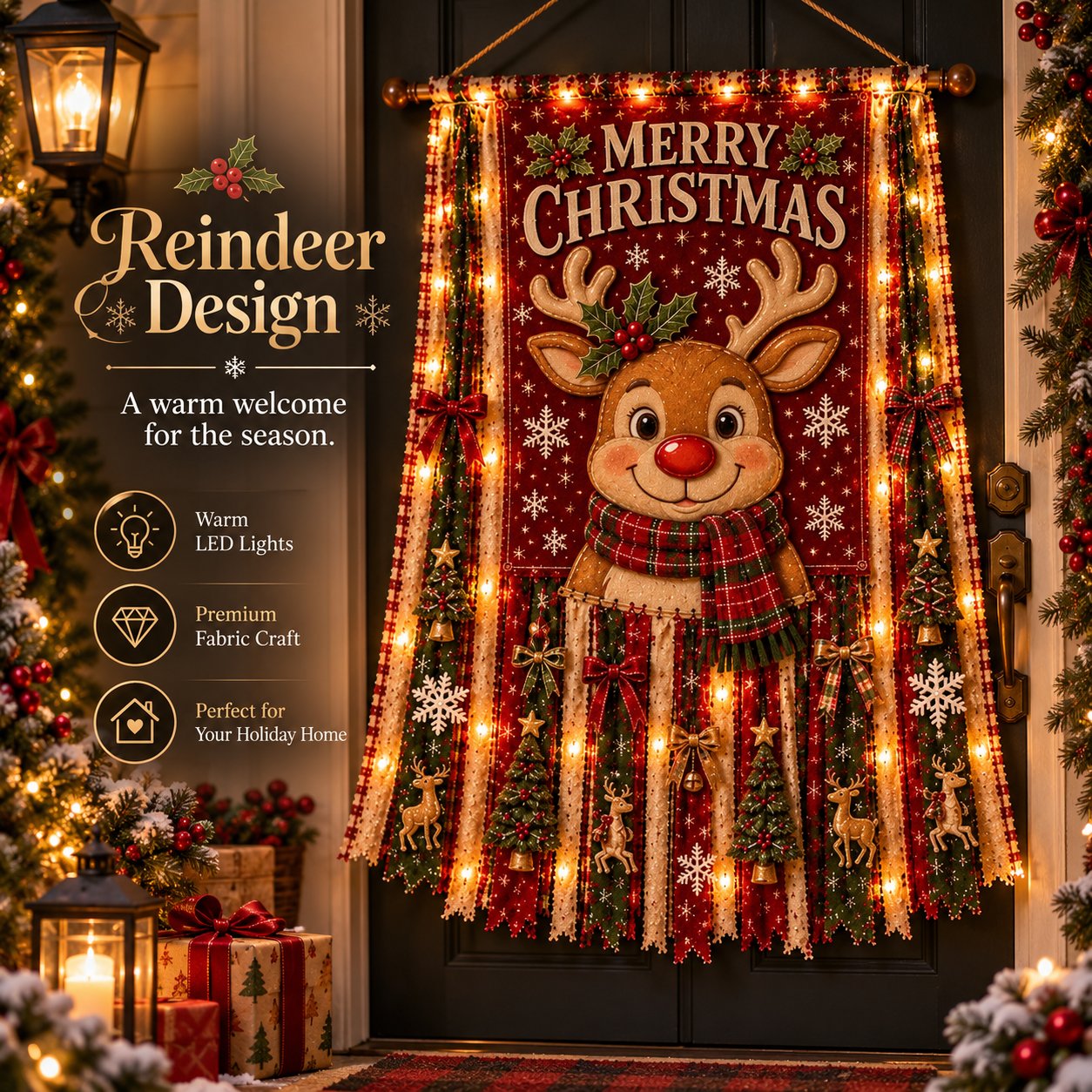 🎄✨ Christmas Glow Door Banner – Light-Up Holiday Welcome Decor for a Festive Entrance