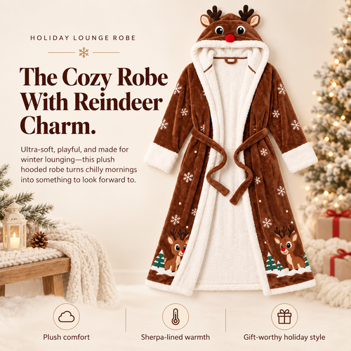 🦌 CozyRudolph™ Heated Holiday Robe – Ultra Soft Warmth for Christmas Nights