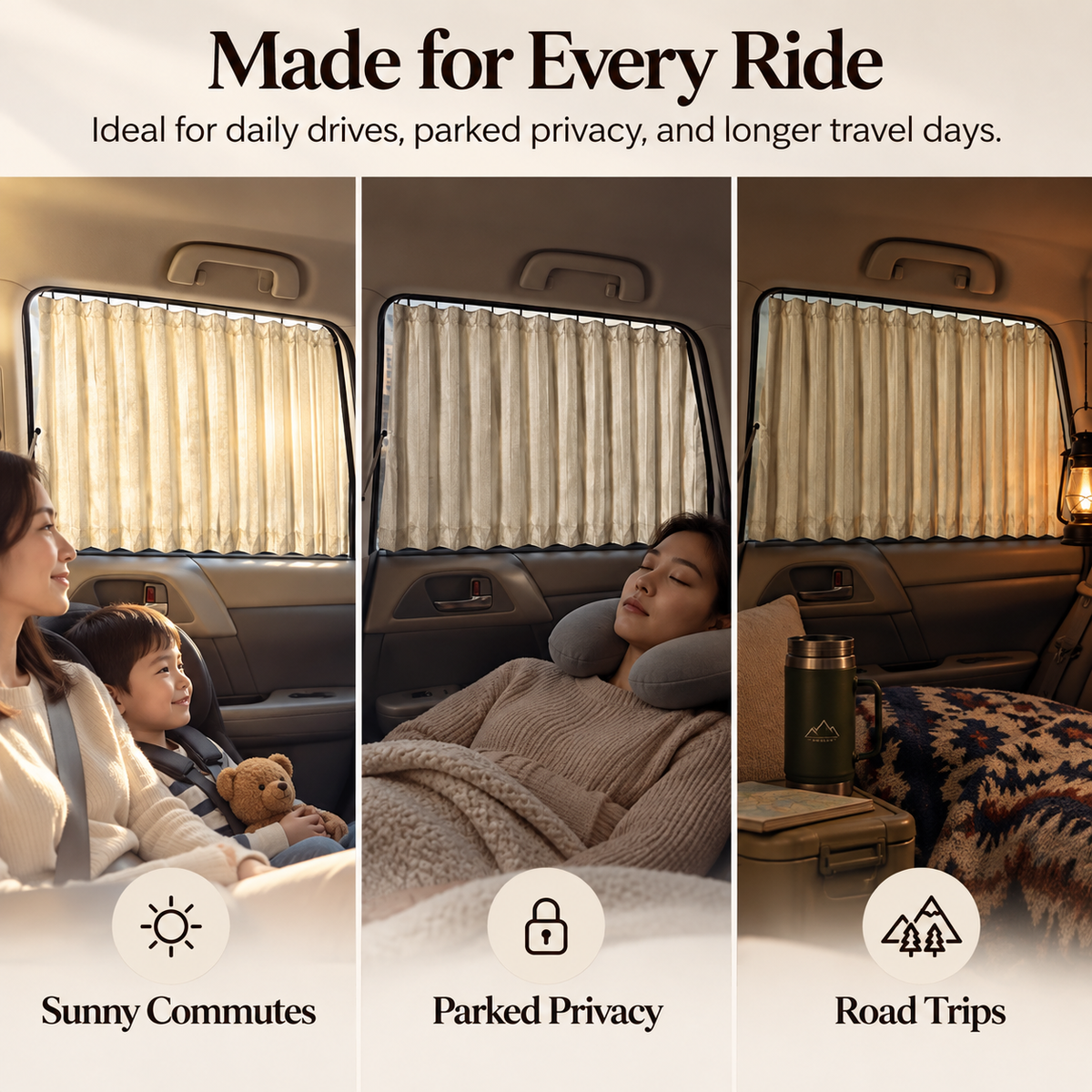🚗 PrivacyTrack™ Magnetic Window Curtains – Slide, Shade & Relax