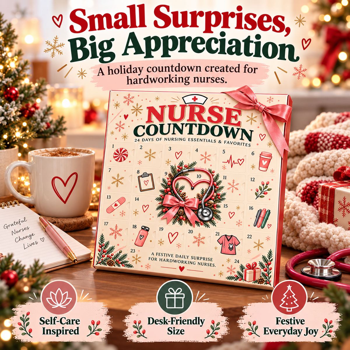 CareHero nurse Christmas calendar displayed as a holiday appreciation gift