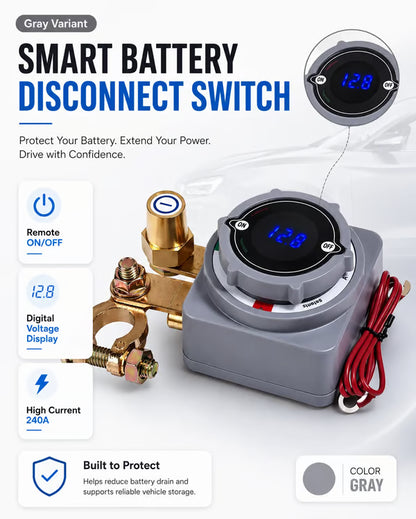 🔋 Smart Remote Battery Disconnect Switch – Voltage Display & Dual Key Fobs