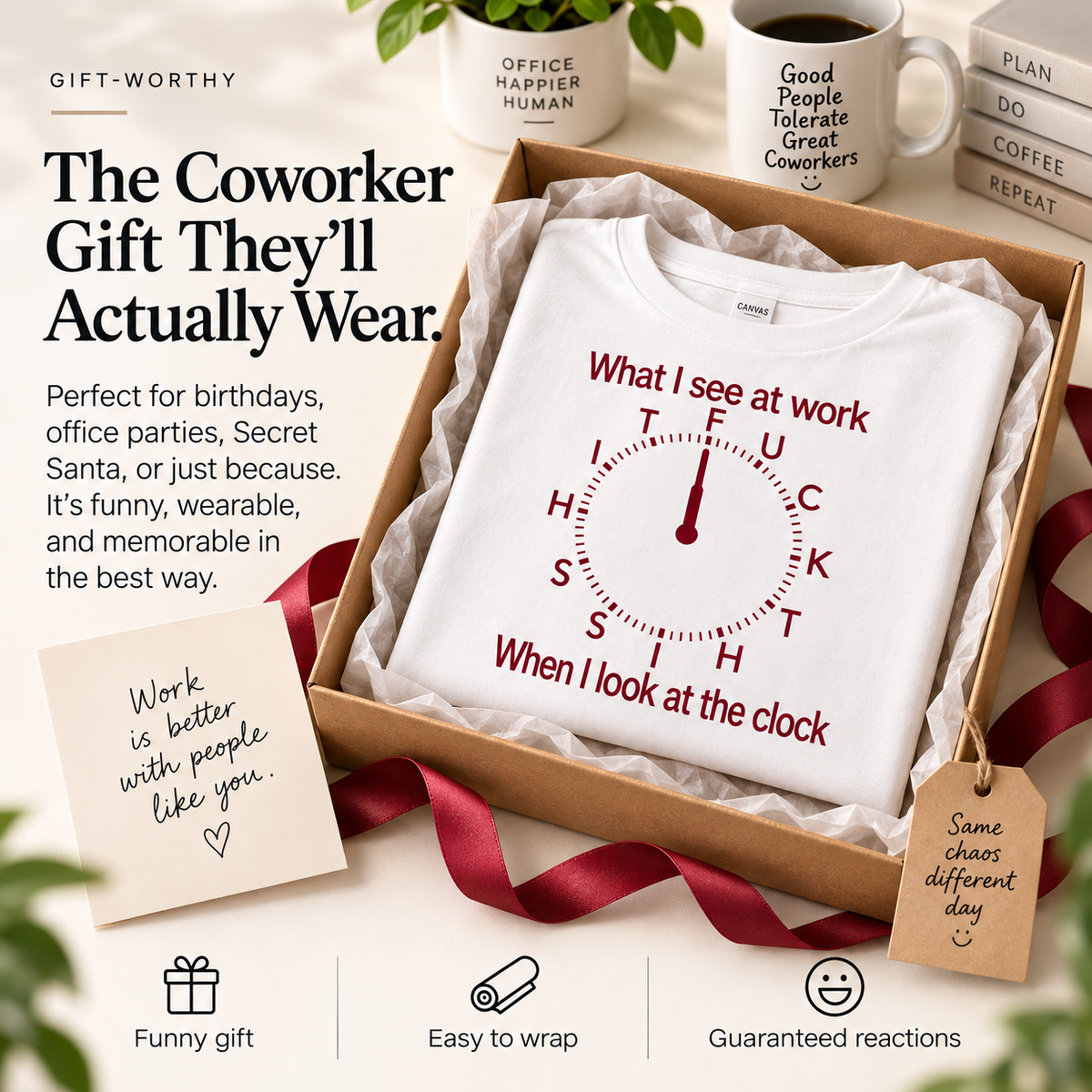 😂 ClockOut™ Office Humor T-Shirt – Funny Workday Graphic Tee for Coffee Breaks, Coworkers & Casual Days