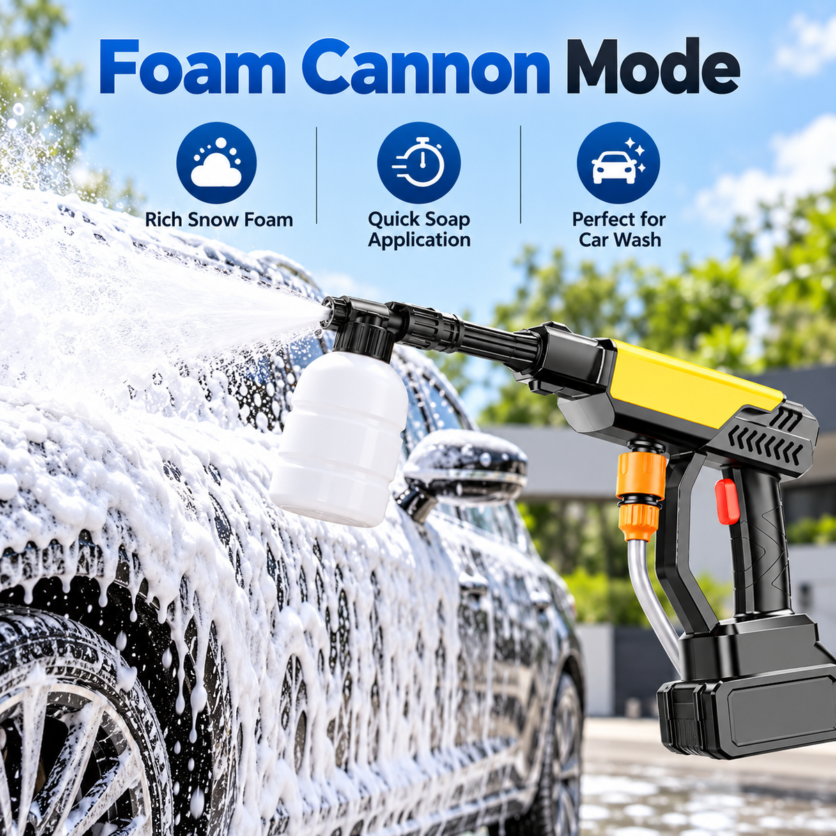 Portable Cordless Pressure Washer – High Power Car Wash Gun for Outdoor Cleaning & Home Use