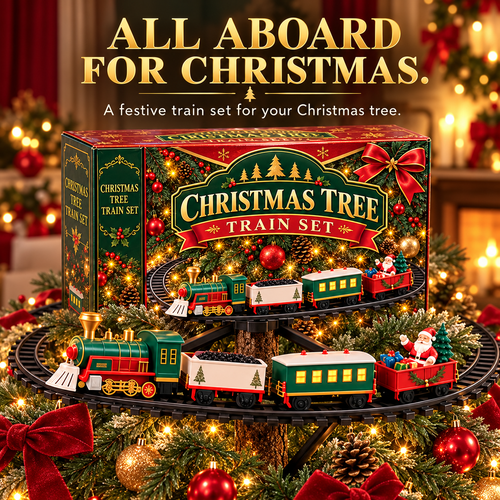 🎄 MerryExpress™ Christmas Train Set – Festive Tree Railway & Holiday Decor