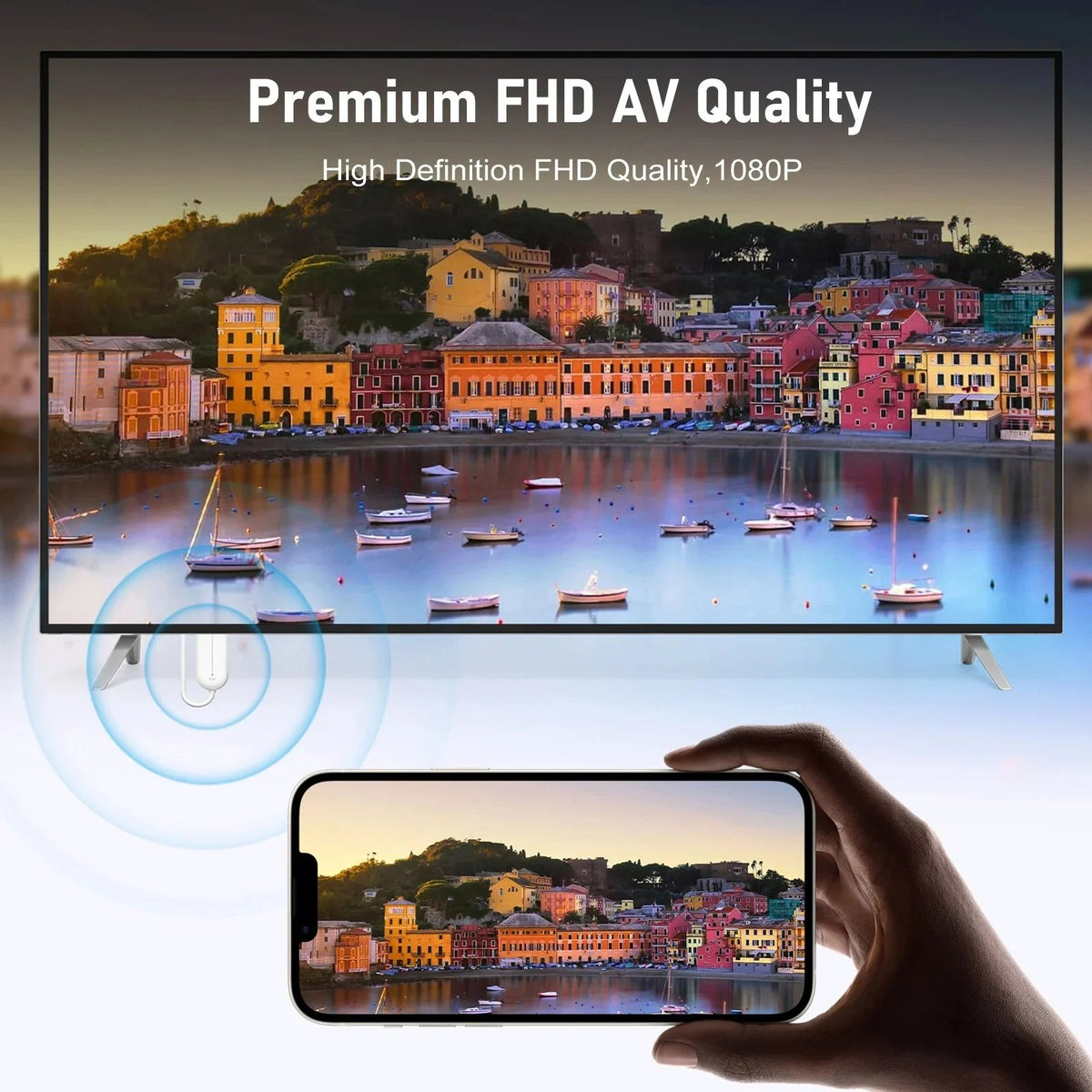 📺 Lemorele P1000 Wireless HDMI Transmitter and Receiver Set – Plug & Play 1080P Full HD Screen Mirroring Adapter for Phone, Laptop & Tablet to TV, Monitor, Projector