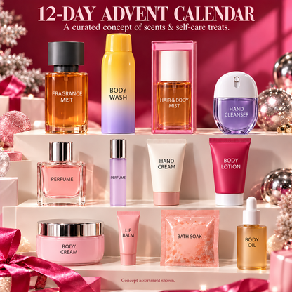 🎄 MerryGlow 12-Day Fragrance & Body Care Advent Calendar