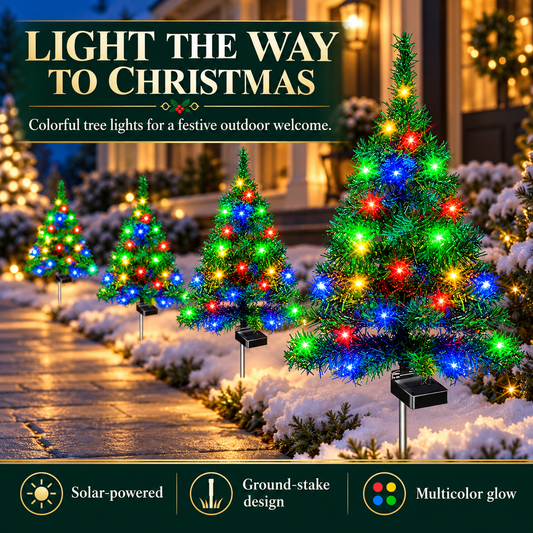 🎄✨ MerryGlow™ Solar Christmas Tree Pathway Lights  🌟🎁
