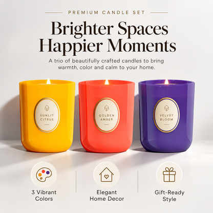 ✨ AuraGlow™ Luxury Candle Set – 3-Piece Scented Candles for Cozy Home Ambience