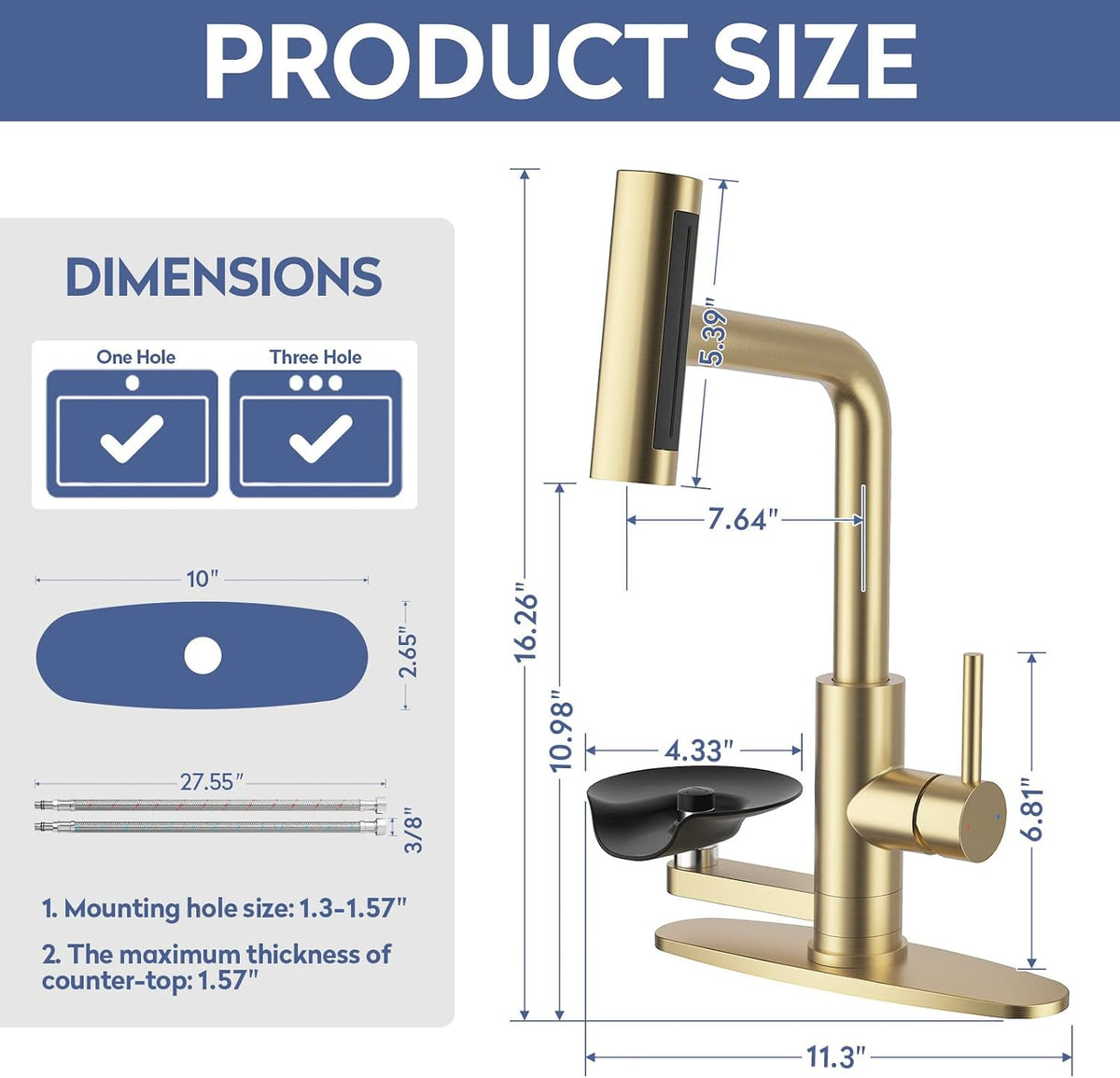 Pull Down Kitchen Faucet with Glass Rinser 4 Spray Modes Kitchen Faucets with Pull Out Sprayer & Cup Washer, High Pressure Single Handle Bar Sink Faucet
