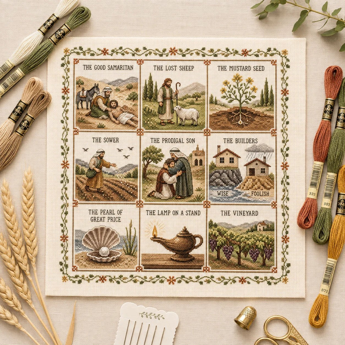 🔥HOT SALE🔥Beginner-Friendly Life of Jesus Bible Story Cross Stitch DIY Kit | 6 Biblical Collections with Fabric, Color-Matched Floss, Needle & Pattern Guide Included 💕