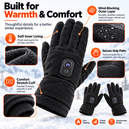 🔥 HeatCore™ Rechargeable Heated Gloves – 3-Mode Smart Heating & Touchscreen Winter Gloves