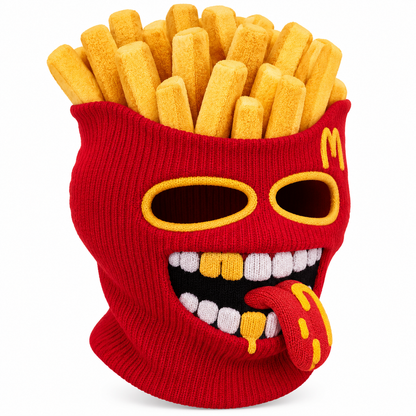 🍔 Burger Monster Knit Ski Mask – Funny Food Balaclava