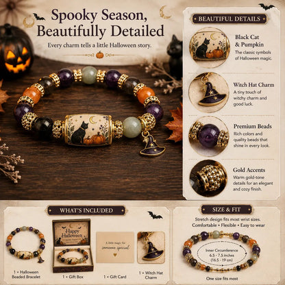 👻Limited Edition 2026 Halloween Black Cat Pumpkin Beaded Bracelet Gift Set🎁