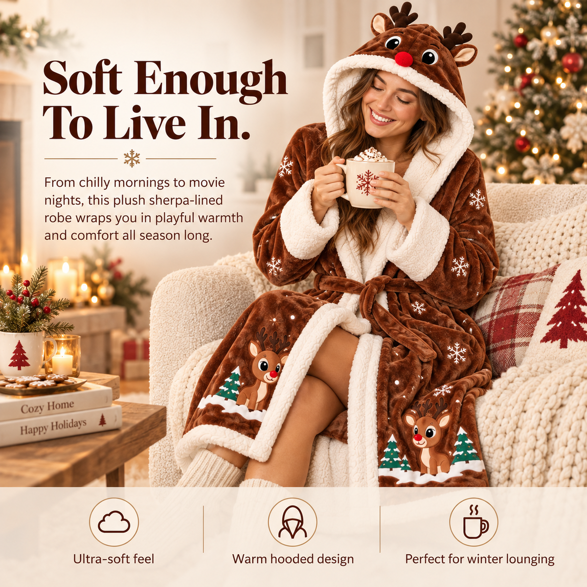 🦌 CozyRudolph™ Heated Holiday Robe – Ultra Soft Warmth for Christmas Nights