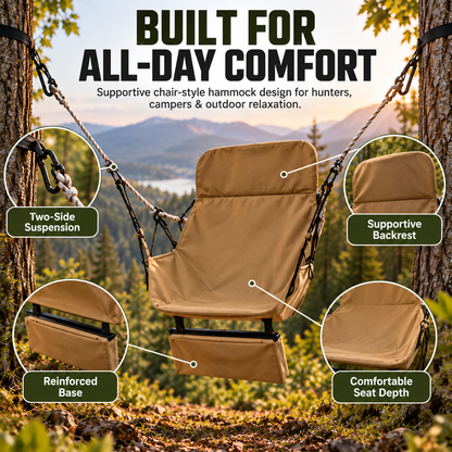 🌲 HuntRest™ Chair-Style Hunting Hammock – Portable Suspended Seat for All-Day Outdoor Comfort