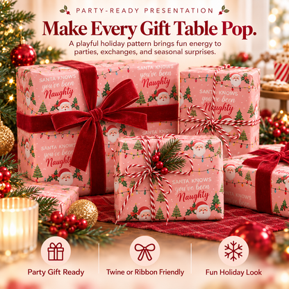 🎅 Pink Christmas Wrapping Paper – Funny Santa Holiday Gift Wrap 🎁