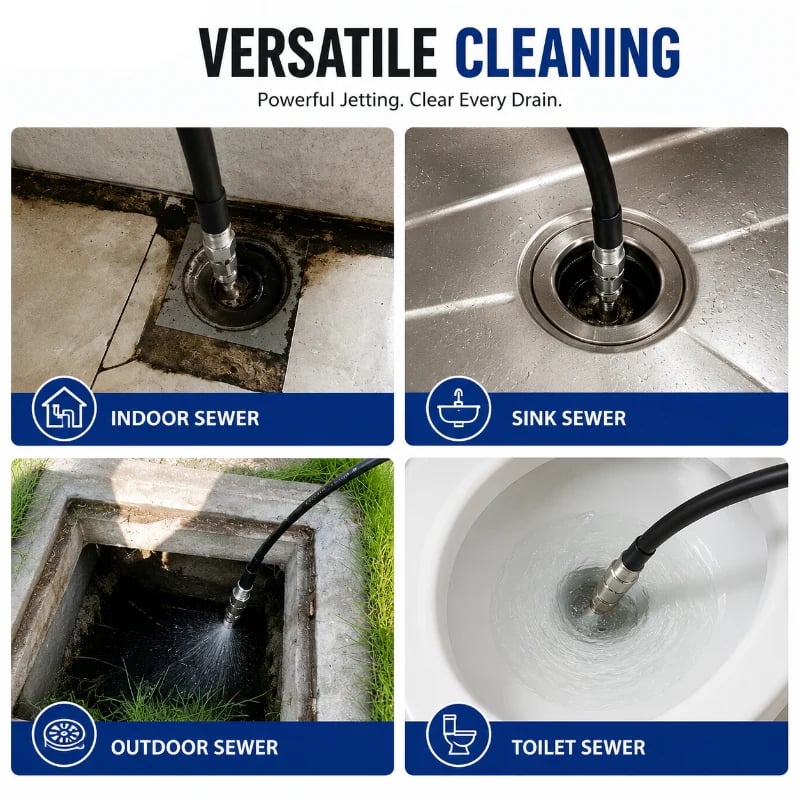 6500 PSI Stainless Steel Sewer Jetter Nozzle – 1/4' Quick Connect Drain Cleaning Attachment for Pressure Washers