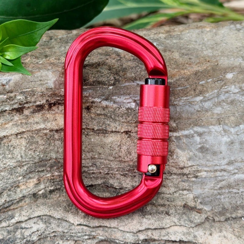 Red auto-locking carabiner