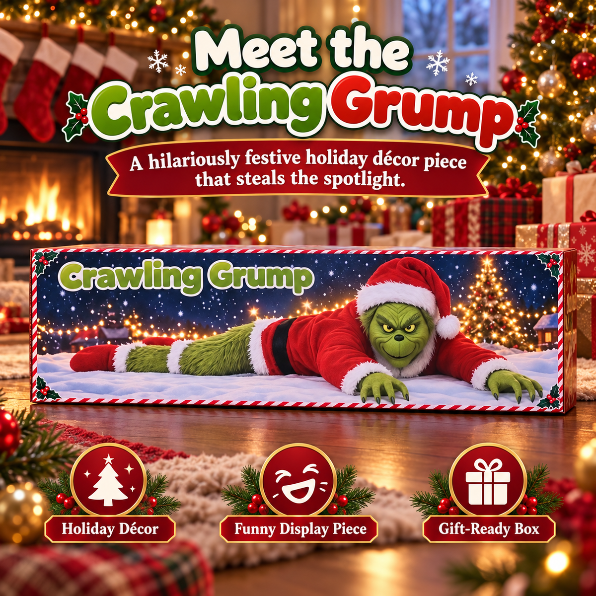 🎄 Crawling Grump™ Christmas Crawler – Hilarious Moving Holiday Decor That Steals the Show