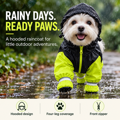 🐾 RainPaw™ Waterproof Dog Raincoat – Hooded 4-Leg Protection