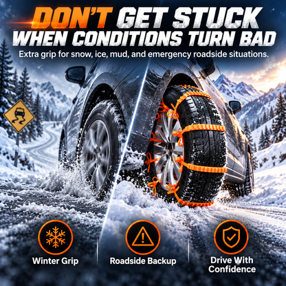 ❄️ IceGrip™ Emergency Snow Traction Straps – Quick-Install Tire Grip for Snow & Ice