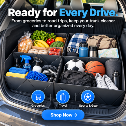 🚗 TrunkMaster™ 2-in-1 Foldable Trunk Organizer & Cargo Mat